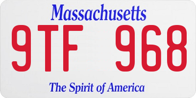 MA license plate 9TF968