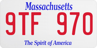 MA license plate 9TF970