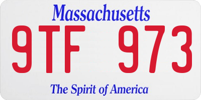 MA license plate 9TF973