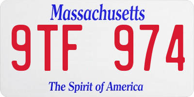 MA license plate 9TF974