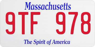 MA license plate 9TF978