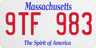MA license plate 9TF983