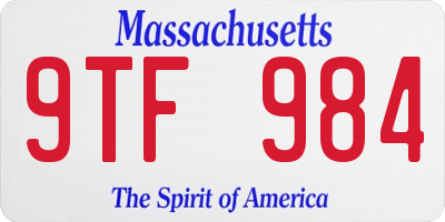 MA license plate 9TF984
