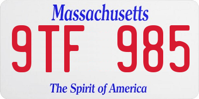 MA license plate 9TF985