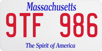 MA license plate 9TF986