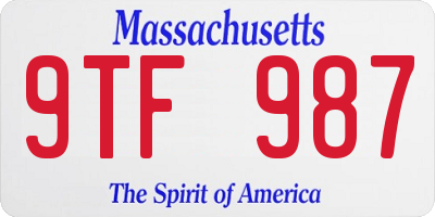 MA license plate 9TF987