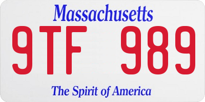 MA license plate 9TF989