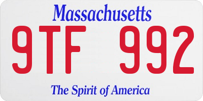 MA license plate 9TF992