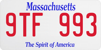 MA license plate 9TF993