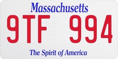 MA license plate 9TF994