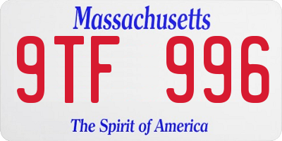 MA license plate 9TF996
