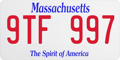 MA license plate 9TF997