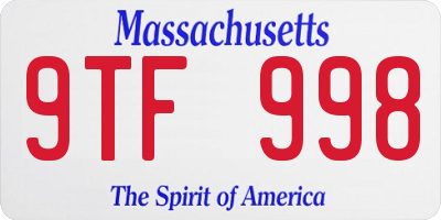 MA license plate 9TF998