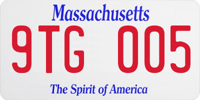 MA license plate 9TG005