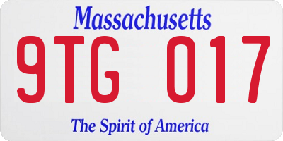 MA license plate 9TG017