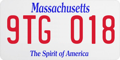 MA license plate 9TG018