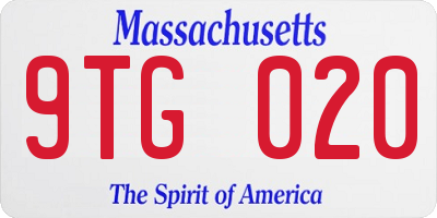 MA license plate 9TG020