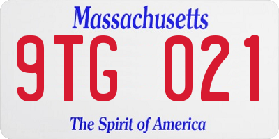 MA license plate 9TG021