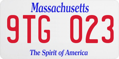 MA license plate 9TG023