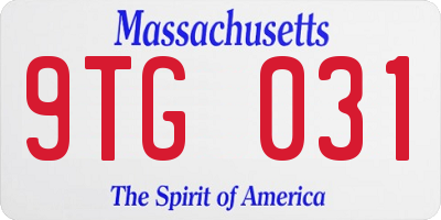 MA license plate 9TG031