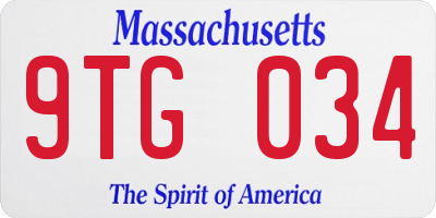 MA license plate 9TG034