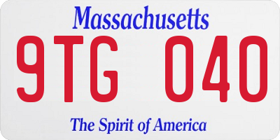 MA license plate 9TG040
