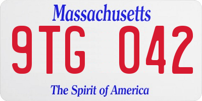 MA license plate 9TG042