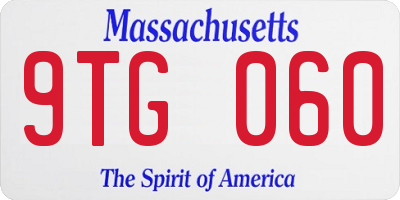 MA license plate 9TG060