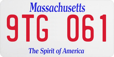 MA license plate 9TG061