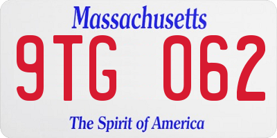 MA license plate 9TG062