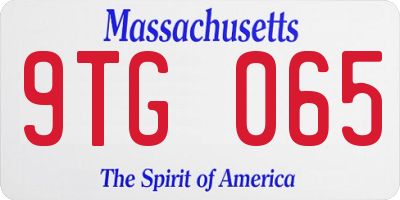 MA license plate 9TG065