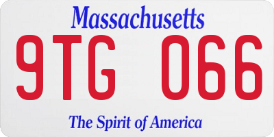 MA license plate 9TG066