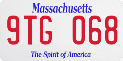MA license plate 9TG068