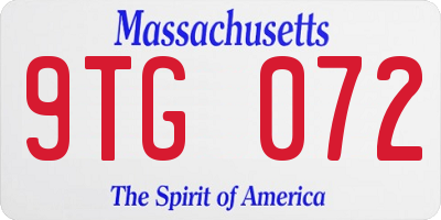 MA license plate 9TG072