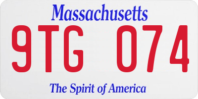 MA license plate 9TG074