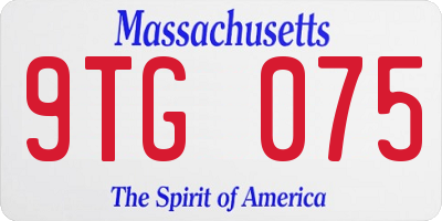 MA license plate 9TG075