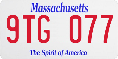 MA license plate 9TG077