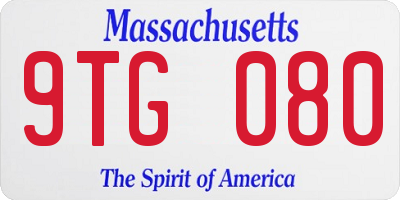 MA license plate 9TG080