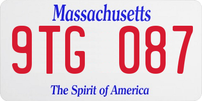 MA license plate 9TG087