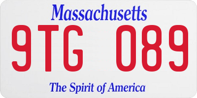 MA license plate 9TG089