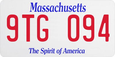 MA license plate 9TG094