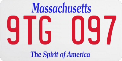 MA license plate 9TG097