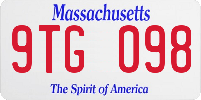 MA license plate 9TG098