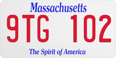 MA license plate 9TG102
