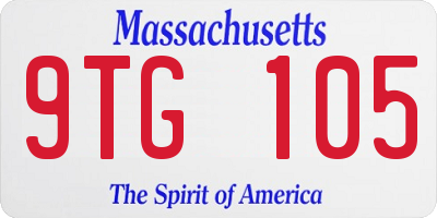 MA license plate 9TG105