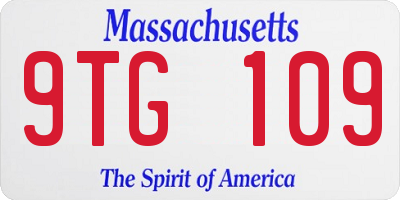 MA license plate 9TG109