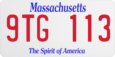 MA license plate 9TG113