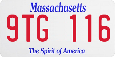 MA license plate 9TG116