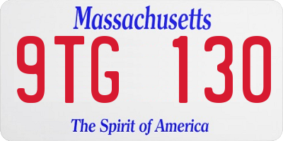 MA license plate 9TG130