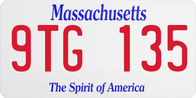 MA license plate 9TG135
